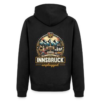 Innsbruck Autriche Voyage Vacances Autrichien - Veste à capuche bio Premium Unisexe - noir - Dos - Nico (187cm)