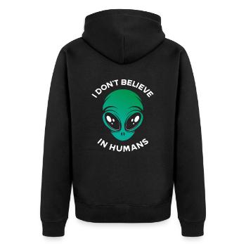 Ne croyez pas aux humains extraterrestres - Veste à capuche bio Premium Unisexe - noir - Dos - Nico (187cm)