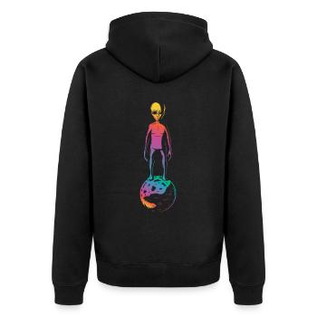 Colorful Alien Planet Gift - Unisex Premium Organic Zip Hoodie - black - Back - Nico (187cm)