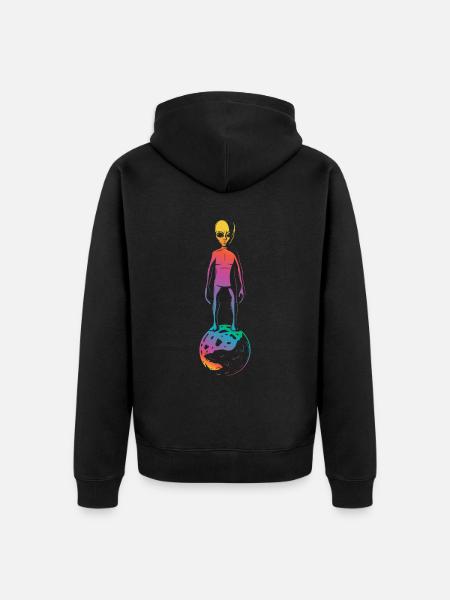 Bunter Alien Planet Geschenk - Unisex Premium Bio Zip Hoodie - Schwarz