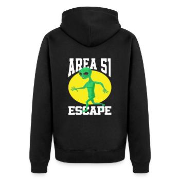 Alien Fliegende Untertasse Außerirdisch Geschenk - Unisex Premium Bio Zip Hoodie - Schwarz - Hinten - Nico (187cm)