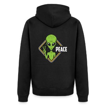 Alien Friede Außerirdisches Leben Geschenk - Unisex Premium Bio Zip Hoodie - Schwarz - Hinten - Nico (187cm)