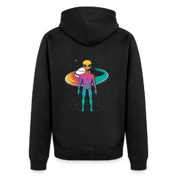 Alien Outer Space Gift - Unisex Premium Organic Zip Hoodie - black - Back - Nico (187cm)