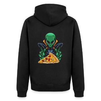 Alien Pizza - Unisex Premium Organic Zip Hoodie - black - Back - Nico (187cm)