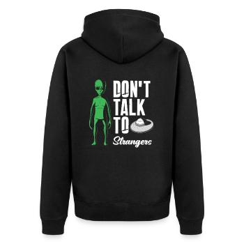 Aliens Aliens Alien - Unisex Premium Bio Zip Hoodie - Schwarz - Hinten - Nico (187cm)