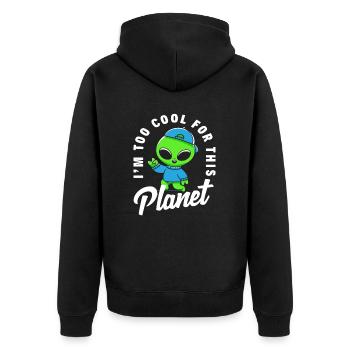 Lustiges Alien Kinder - Unisex Premium Bio Zip Hoodie - Schwarz - Hinten - Nico (187cm)