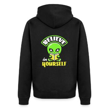 Alien Humans Not Real Alien Gift - Unisex Premium Organic Zip Hoodie - black - Back - Nico (187cm)