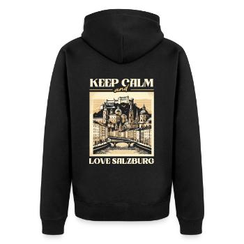 Salzburg Österreich Reisen Urlaubsland Österreich - Unisex Premium Bio Zip Hoodie - Schwarz - Hinten - Nico (187cm)