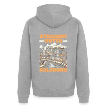 Salzburg Österreich Reisen Urlaubsland Österreich - Unisex Premium Bio Zip Hoodie - Grau meliert - Hinten - Nico (187cm)