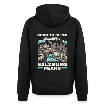 Salzburg Österreich Reisen Urlaubsland Österreich - Unisex Premium Bio Zip Hoodie - Schwarz - Hinten - Nico (187cm)