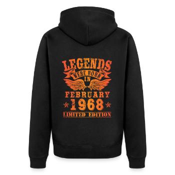 Legends sont nés en Février 1968 Anniversaire - Veste à capuche bio Premium Unisexe - noir - Dos - Nico (187cm)