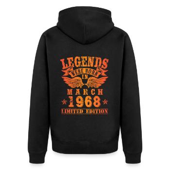 Legends sont nés en Mars 1968 Anniversaire - Veste à capuche bio Premium Unisexe - noir - Dos - Nico (187cm)
