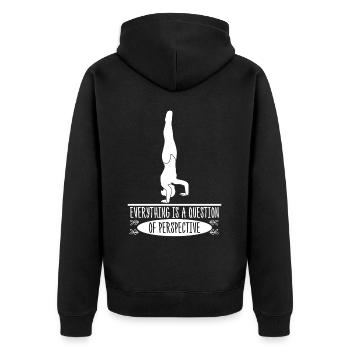 Gymnast Handstand Gymnastics Handstands - Unisex Premium Bio Zip Hoodie - Schwarz - Hinten - Nico (187cm)
