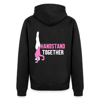 Gymnast Handstand Handstands - Unisex Premium Bio Zip Hoodie - Schwarz - Hinten - Nico (187cm)