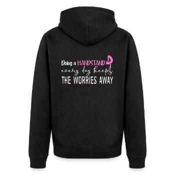 Handstands Handstand Gymnast - Unisex Premium Bio Zip Hoodie - Schwarz - Hinten - Nico (187cm)