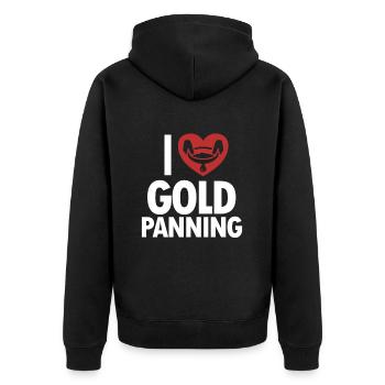 J’aime l’orpaillage, la prospection, l’exploitation des placers, l’exploitation minière - Veste à capuche bio Premium Unisexe - noir - Dos - Nico (187cm)