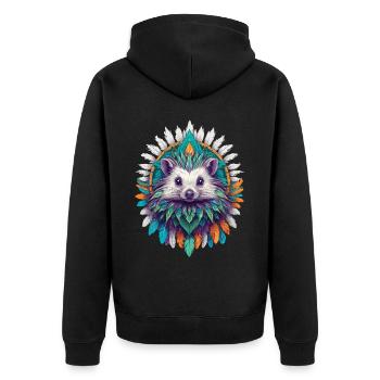 Hérisson Mandala puissance spirituelle Animal Design - Veste à capuche bio Premium Unisexe - noir - Dos - Nico (187cm)