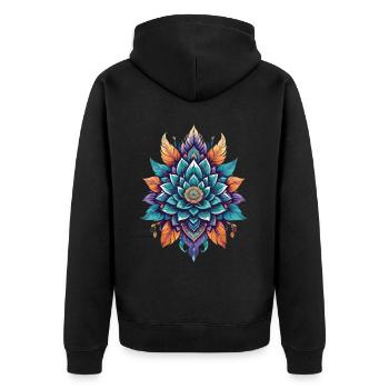 Lotus spirituel fleur de vie esthétique magique - Veste à capuche bio Premium Unisexe - noir - Dos - Nico (187cm)