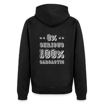 Schwarzer Humor I Dont Care - Unisex Premium Bio Zip Hoodie - Schwarz - Hinten - Nico (187cm)