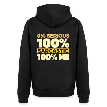 Schwarzer Humor I Dont Care - Unisex Premium Bio Zip Hoodie - Schwarz - Hinten - Nico (187cm)