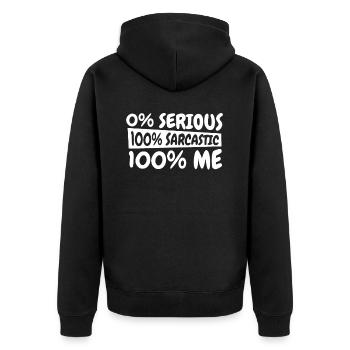 Schwarzer Humor Witzig I Dont Care - Unisex Premium Bio Zip Hoodie - Schwarz - Hinten - Nico (187cm)