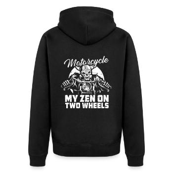 Motorrad Biker Moto Moto Thérapie - Veste à capuche bio Premium Unisexe - noir - Dos - Nico (187cm)