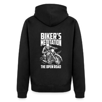 Motorrad Biker Moto Moto Thérapie - Veste à capuche bio Premium Unisexe - noir - Dos - Nico (187cm)