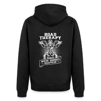 Motorrad Biker Moto Moto Thérapie - Veste à capuche bio Premium Unisexe - noir - Dos - Nico (187cm)