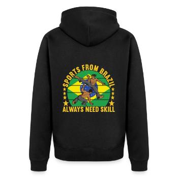 Capoeira Capoeirista - Unisex Premium Bio Zip Hoodie - Schwarz - Hinten - Nico (187cm)