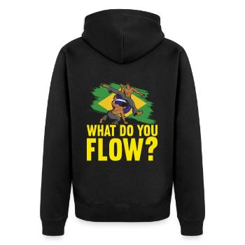 Capoeira Capoeirista - Unisex Premium Bio Zip Hoodie - Schwarz - Hinten - Nico (187cm)