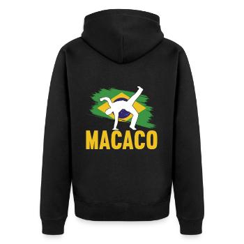 Capoeira Capoeirista - Unisex Premium Bio Zip Hoodie - Schwarz - Hinten - Nico (187cm)