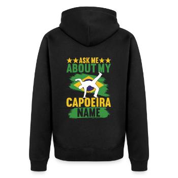 Capoeira Capoeirista - Unisex Premium Bio Zip Hoodie - Schwarz - Hinten - Nico (187cm)