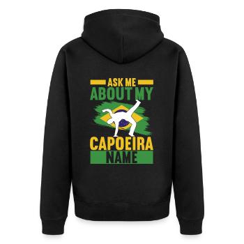 Capoeira Capoeirista - Unisex Premium Bio Zip Hoodie - Schwarz - Hinten - Nico (187cm)