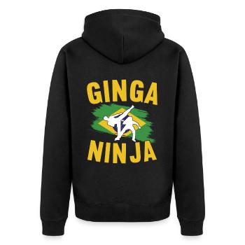 Capoeira Capoeirista - Unisex Premium Bio Zip Hoodie - Schwarz - Hinten - Nico (187cm)