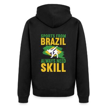 Capoeira Capoeirista - Unisex Premium Bio Zip Hoodie - Schwarz - Hinten - Nico (187cm)