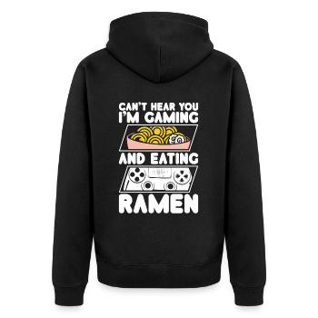 Ramen Und Gaming Japan Anime Manga Otaku - Unisex Premium Bio Zip Hoodie - Schwarz - Hinten - Nico (187cm)
