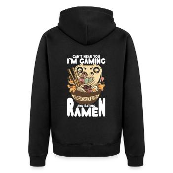 Ramen Und Gaming Japan Anime Manga Otaku - Unisex Premium Bio Zip Hoodie - Schwarz - Hinten - Nico (187cm)