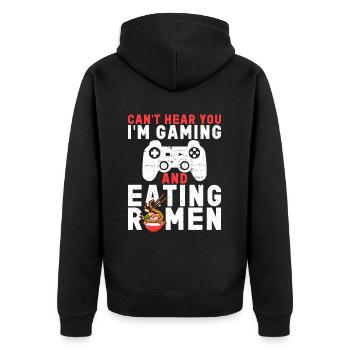 Ramen Und Gaming Japan Anime Manga Otaku - Unisex Premium Bio Zip Hoodie - Schwarz - Hinten - Nico (187cm)
