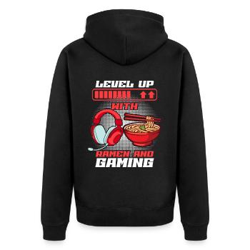 Ramen Und Gaming Japan Anime Manga Otaku - Unisex Premium Bio Zip Hoodie - Schwarz - Hinten - Nico (187cm)