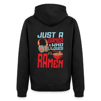 Ramen Und Gaming Japan Anime Manga Otaku - Unisex Premium Bio Zip Hoodie - Schwarz - Hinten - Nico (187cm)