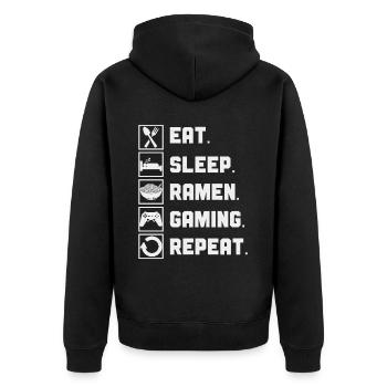 Ramen Und Gaming Japan Anime Manga Otaku - Unisex Premium Bio Zip Hoodie - Schwarz - Hinten - Nico (187cm)