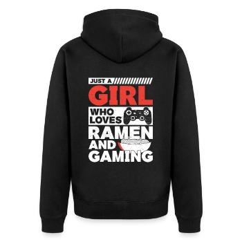 Ramen Und Gaming Japan Anime Manga Otaku - Unisex Premium Bio Zip Hoodie - Schwarz - Hinten - Nico (187cm)