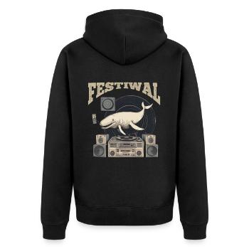 Festiwal Whale Party Festival EDM Musique - Veste à capuche bio Premium Unisexe - noir - Dos - Nico (187cm)