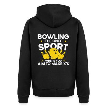 Nur Sport Zielt Darauf Ab, X Zu Machen - Bowling - Unisex Premium Bio Zip Hoodie - Schwarz - Hinten - Nico (187cm)