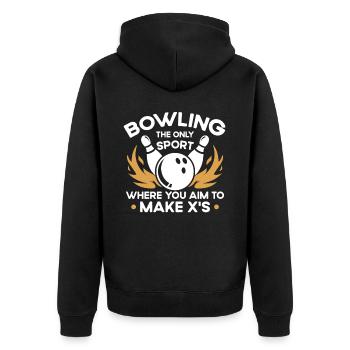 Nur Sport Zielt Darauf Ab, X Zu Machen - Bowling - Unisex Premium Bio Zip Hoodie - Schwarz - Hinten - Nico (187cm)