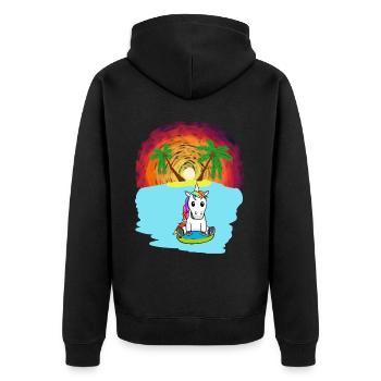 Licorne Mers du Sud Vacances Océan Île Détresse Mer Lac - Veste à capuche bio Premium Unisexe - noir - Dos - Nico (187cm)