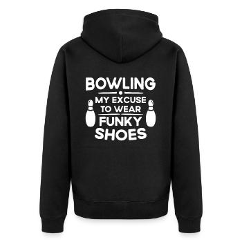 My Excuse To Wear Funky Shoes - Bowling - Unisex Premium Organic Zip Hoodie - black - Back - Nico (187cm)