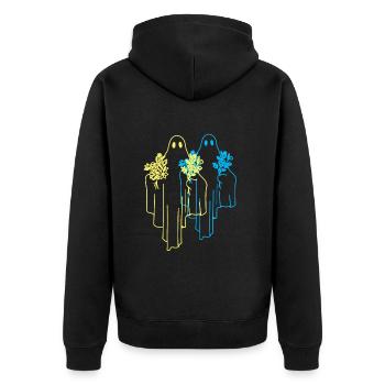 Geist Geister Gespenster Gespenst Spuk Natur - Unisex Premium Bio Zip Hoodie - Schwarz - Hinten - Nico (187cm)