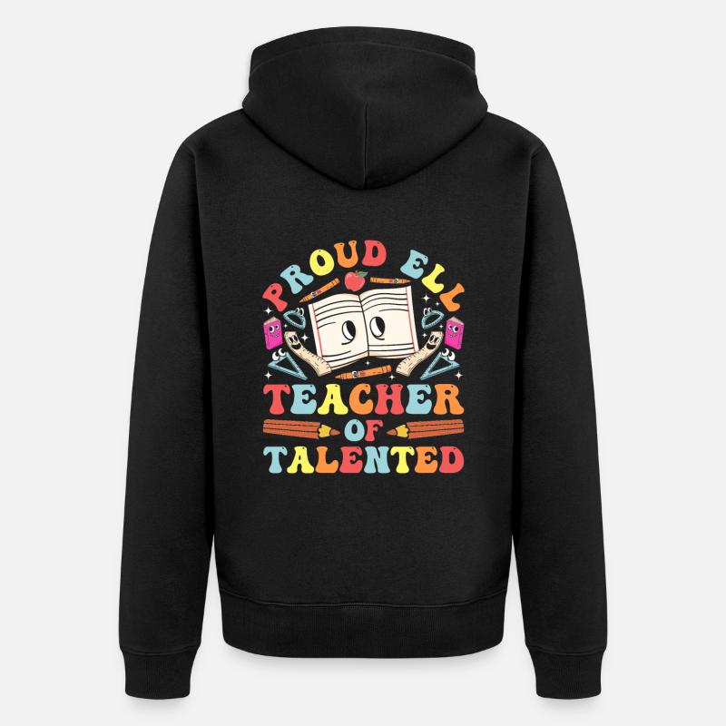 Englischlehrer Englischlerner ELL-Lehrer - Unisex Premium Bio Zip Hoodie - Schwarz