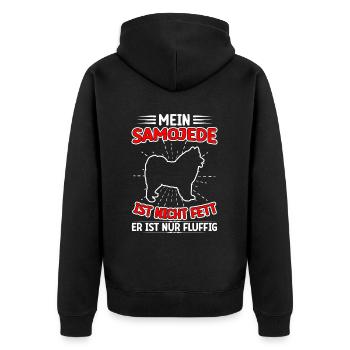 Samojede ist nur fluffig Schlittenhund - Unisex Premium Bio Zip Hoodie - Schwarz - Hinten - Nico (187cm)